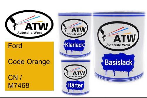 Ford, Code Orange, CN / M7468: 1L Lackdose + 1L Klarlack + 500ml Härter - Set, von ATW Autoteile West.